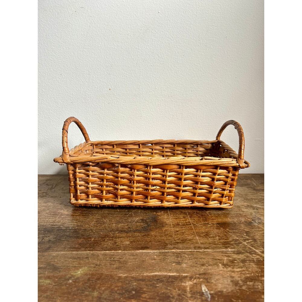 Handled Wicker Basket | Narrow Woven Basket With Handles | Decorative Basket